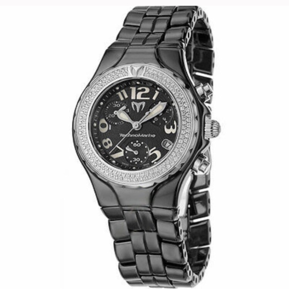 - Technomarine Black Ceramic Watch diamond bezel